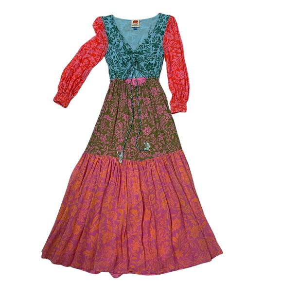 Farm Rio for Anthropologie Cut Out Maxi Dress - Pink Combo - Small - Picture 1 of 14